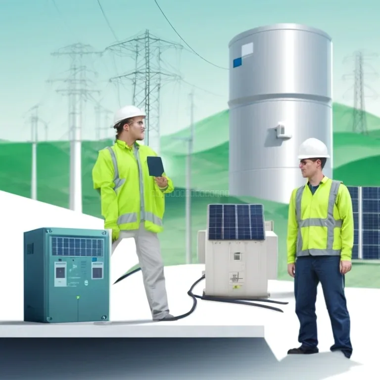 Técnicos de RedLabWire inspeccionando una línea eléctrica